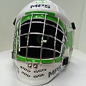 MPS brank. maska PRO White/Green helmet strieborná mriežka