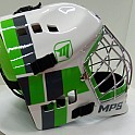 MPS brank. maska PRO White/Green helmet strieborná mriežka