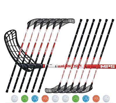 Florbalový set MPS Wildstick Red/Black (12 hokejok)