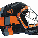 MPS brank. maska MPS PRO BO 2024 - Metal Black/Orange helmet strieborná mriežka