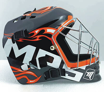 MPS Orange brankársky set + maska Pro Flame - Orange/Chrome + Florbalové rukavice MPS