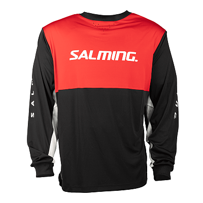 Salming Brankárský set React black/red + maska Salming Phoenix Elite Helmet White Shiny