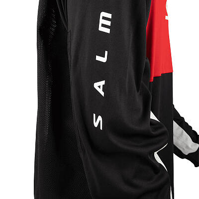 Salming Brankárský set React black/red + maska Salming Phoenix Elite Helmet White Shiny